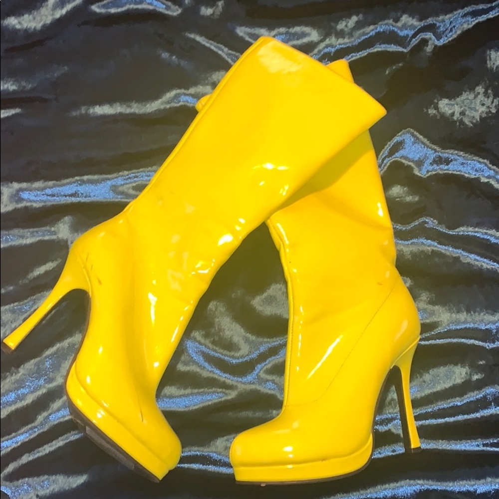 Lime Green High Heel Boots